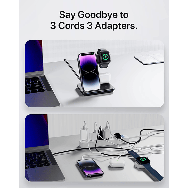 Estación de carga para Apple iPhone/iWatch/Airpods, cargador