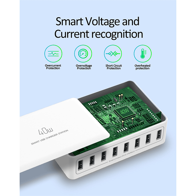 Estación de carga multi USB 40 W USB-A bloque de cargador mu