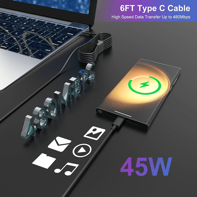 Cargador Samsung USB C de 45 W - Carga súper rápida tipo C p