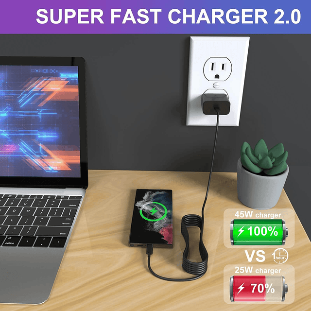 Cargador Samsung USB C de 45 W - Carga súper rápida tipo C p