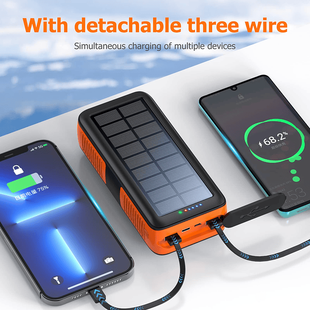 Cargador solar Power Bank 63200mAh, cargador portátil con sa