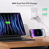 Cargador de pared USB C de 40 W, 1 paquete de puerto dual de