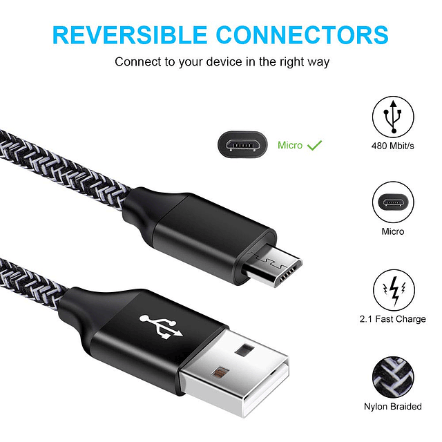 Cargador de pared USB con cable micro USB para LG Stylo 3/2