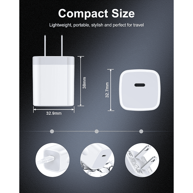 Bloque de carga rápida USB C para Google Pixel 9, paquete de