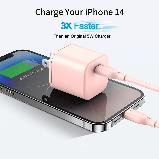 Cargador USB C para iPhone, cargador rápido GaN de 20 W, blo