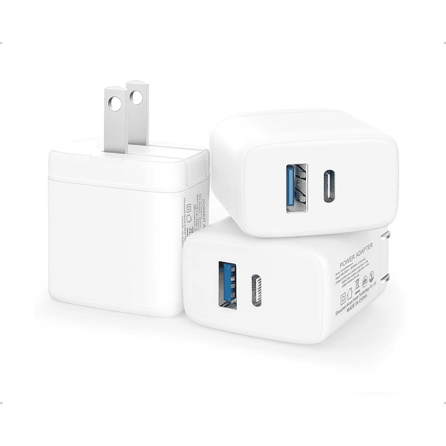 Paquete de 3 cargadores de pared USB C, suministro de energí