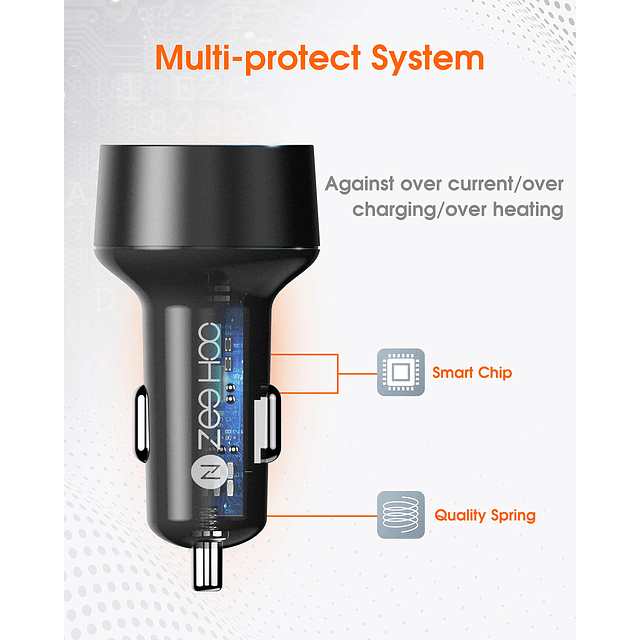 Cargador de coche, ZeeHoo USB C cargador de coche adaptador