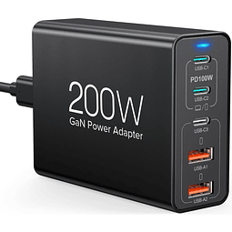 Cargador rápido USB C de 200 W Estación de carga de 5 puerto