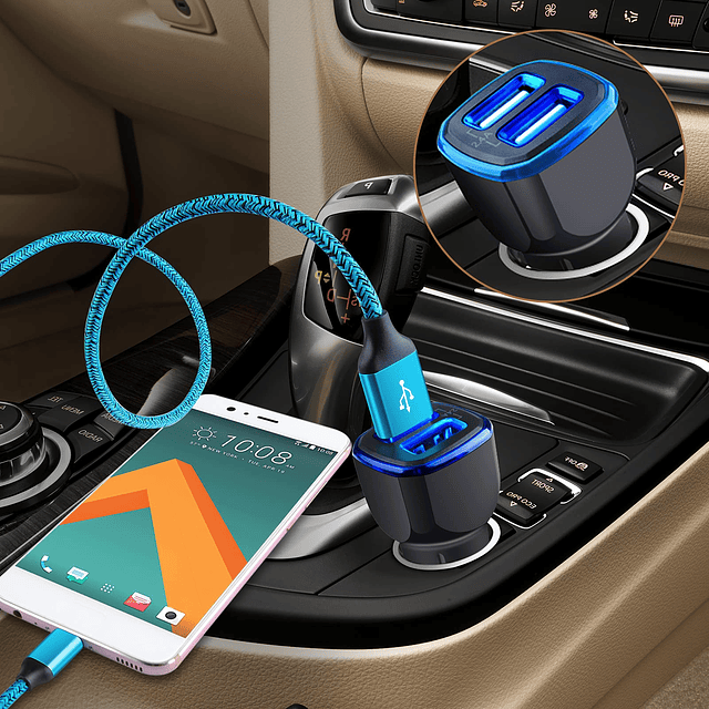 Cargador de coche para teléfono Android, enchufe adaptador d