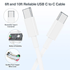 Cargador para iPhone 15 y cable USB C a C de 6 pies/10 pies