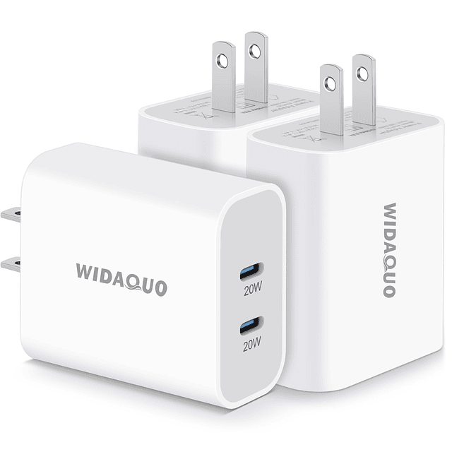 Cargador de pared USB C de 40 W, paquete de 3 bloques de car