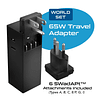 Adaptador de viaje mundial de 65 W, 3 puertos USB, cargador