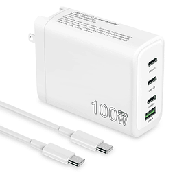 Cargador USB C de 100 W, adaptador de corriente USB PD de 4