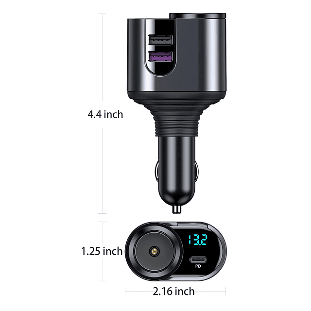 Cargador USB C para encendedor de cigarrillos, adaptador de