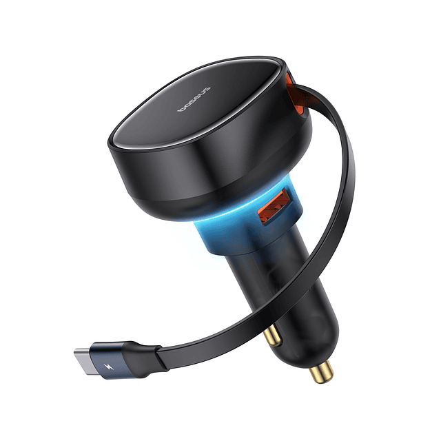 Cargador de coche USB C, cargador de coche retráctil de 60 W