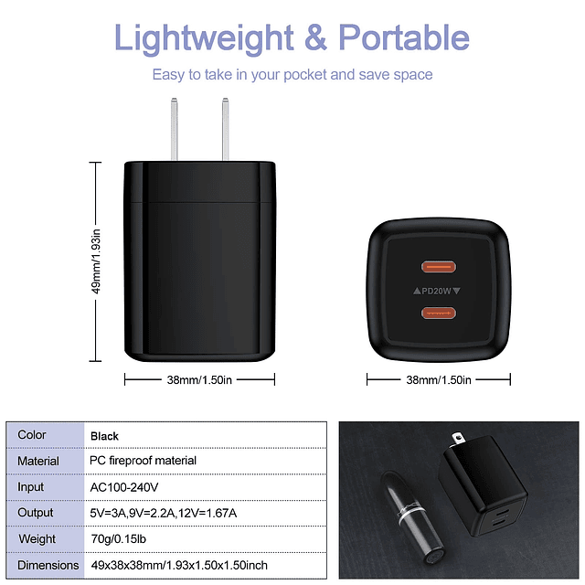 Cargador rápido USB C de 40 W para Samsung Galaxy S24 Ultra