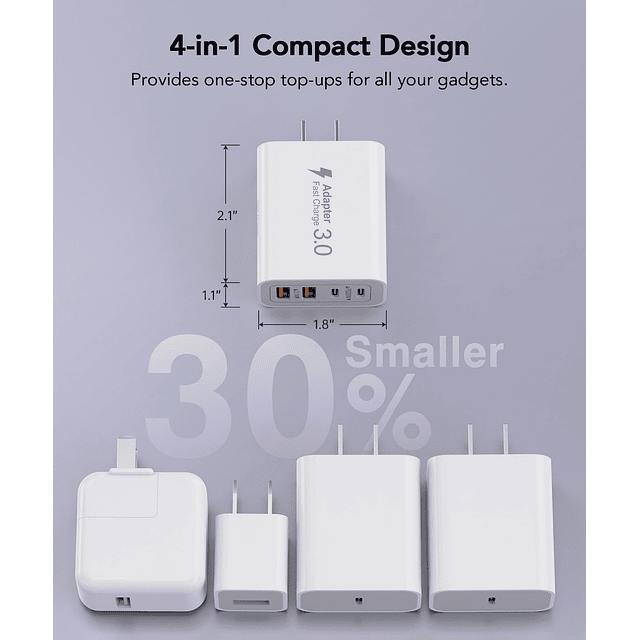 Bloque de cargador USB C de 40 W, paquete de 2 adaptadores d