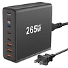 Cargador USB C, 265 W 8 puertos USB C estación de carga para