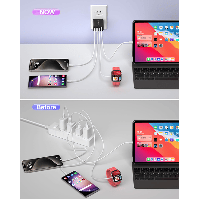 Bloque de cargador USB C de 40 W, adaptador de corriente de