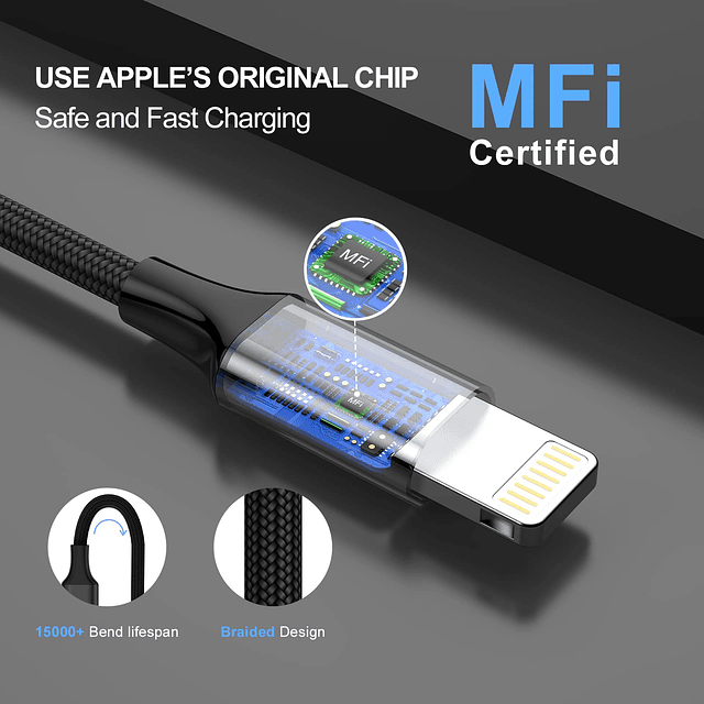 Cargador de coche rápido con certificación Apple MFi, adapta