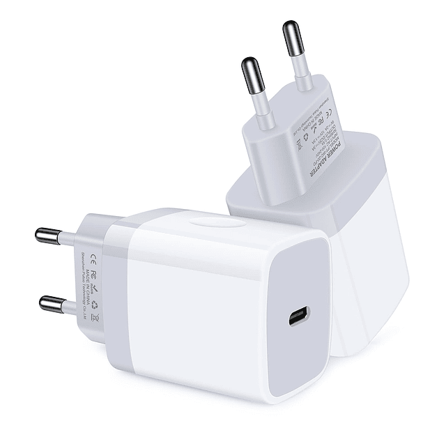 Adaptador USB C, adaptador de enchufe europeo, paquete de 2