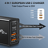 Cargador USB C europeo, adaptador de enchufe de viaje europe