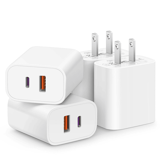 Paquete de 4 cargadores USB C, cargador de pared multipuerto