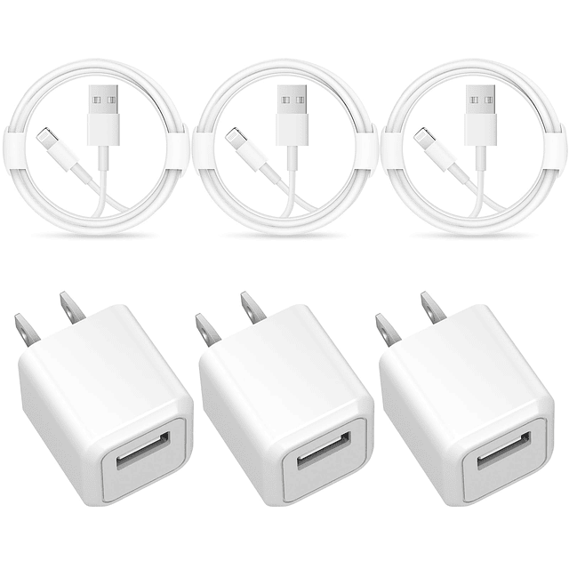 Cargador para iPhone – Paquete de 3 cargadores de pared USB