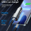 Cargador de coche USB C de 38 W, adaptador de carga rápida,