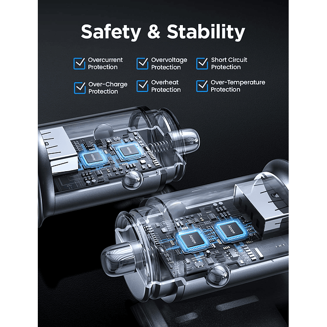 Paquete de 2 mini adaptador de cargador de coche rápido, enc
