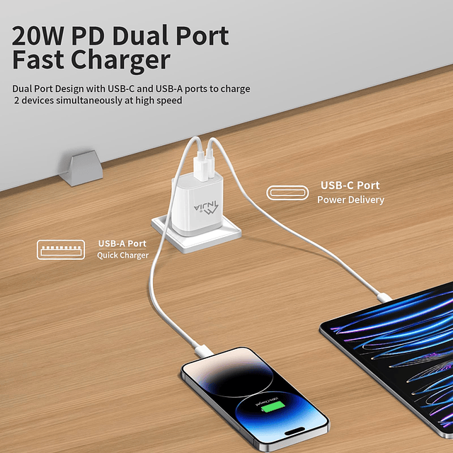 Paquete de 2 adaptadores de cargador USB de pared USB-C de d