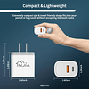 Paquete de 2 adaptadores de cargador USB de pared USB-C de d