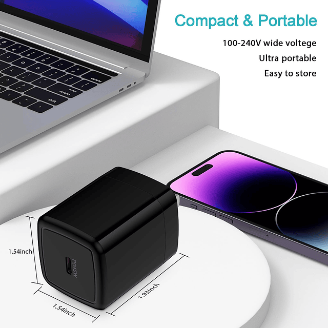 Cargador USB C, Cargador Súper Rápido de 45W Tipo C para Sam