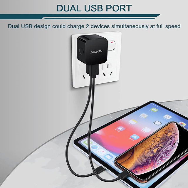 Paquete de 3 cargadores de pared USB, 2,4 A, bloque de carga