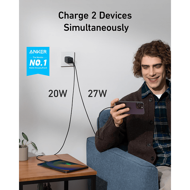 Nano Charger, cargador USB C de 47 W, cargador GaN compacto