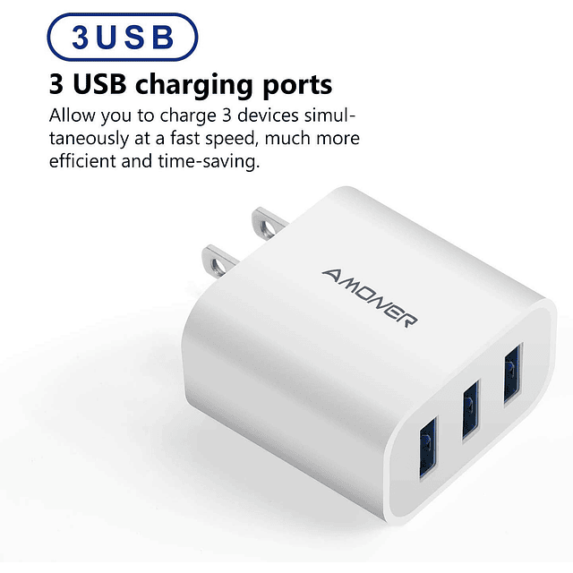 Cargador de pared USB, paquete de 2 bloques de carga USB mej