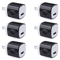 Adaptador de pared, cargador de pared USB, paquete de 6, 1A