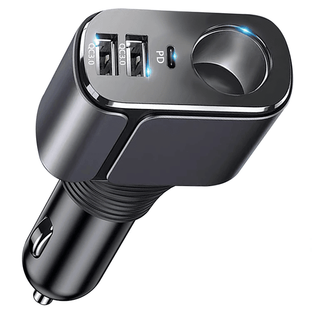 Adaptador de cargador de coche USB C 4 en 1, adaptador de en