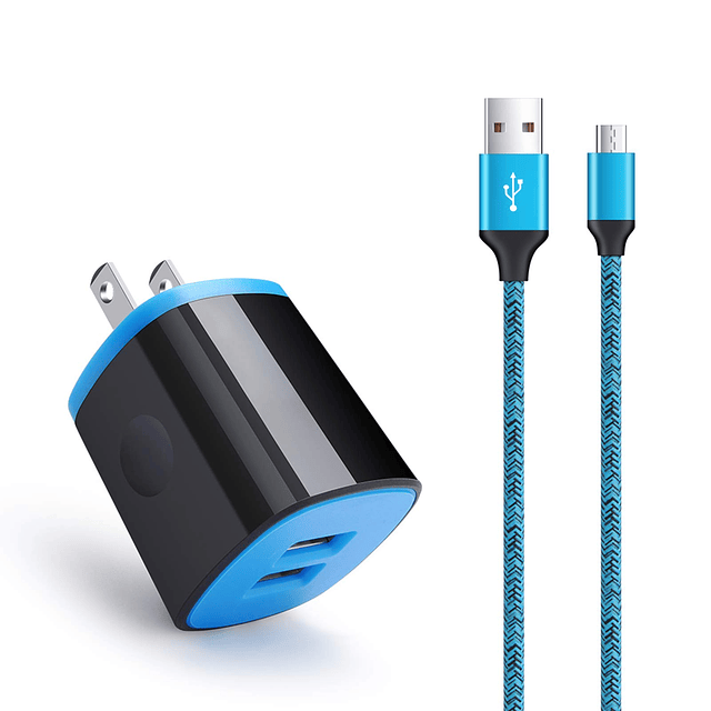 Cargador Android Cable micro USB de carga rápida, bloque de