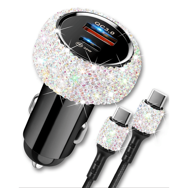 Bling USB C Cargador de Coche, 48W PD - QC Adaptador de Carg