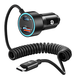 Cargador de coche USB C de 60 W, Cargador USB de 3 puertos p