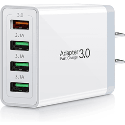 Carga rápida 3.0, cargador de pared USB portátil, 4 puertos