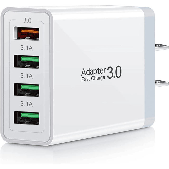 Carga rápida 3.0, cargador de pared USB portátil, 4 puertos