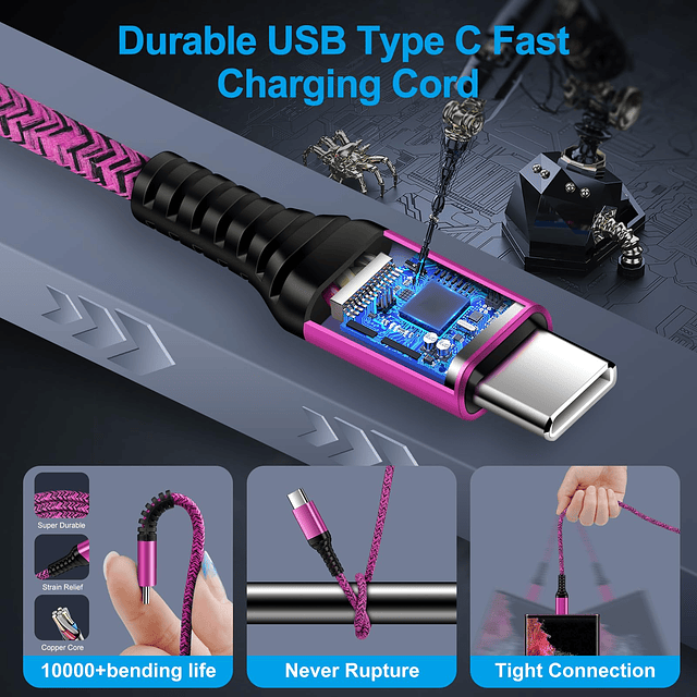 Cable de carga para iPhone 15 para coche, cable USB tipo C,