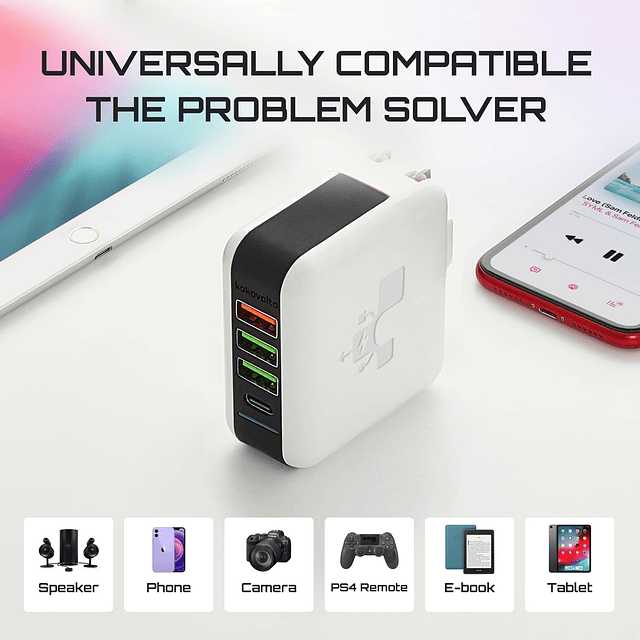 USB C Charger Block - Adaptador de cargador de pared 4 puert