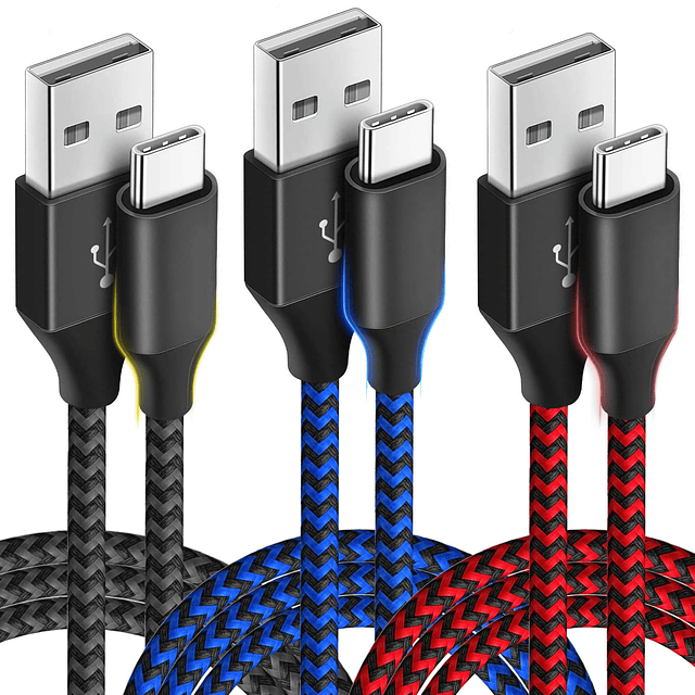 Cable USB C, paquete de 3 cables de carga USB C, cable de ca