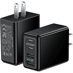 Bloque de cargador USB C, , paquete de 2, 40 W, 4 puertos US