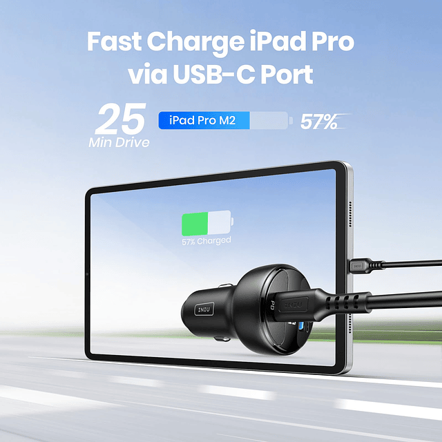 Cargador de coche USB C, 66 W total USB C-USB A adaptador de