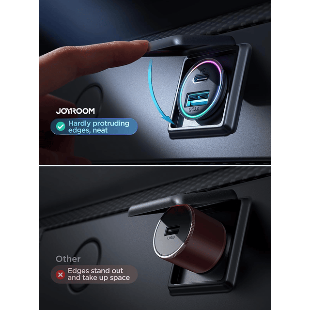 Cargador de coche USB C 60 W PD&QC3.0 Adaptador de cargador