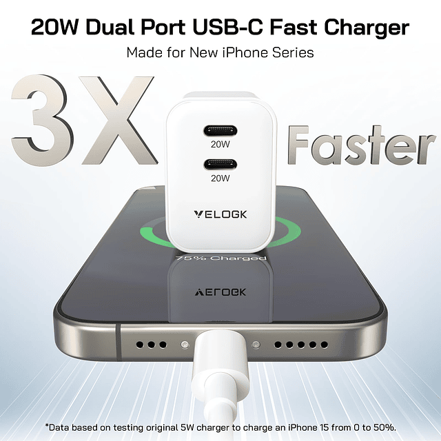Cargador i Phone 16 15 de carga rápida, paquete de 2 cargado